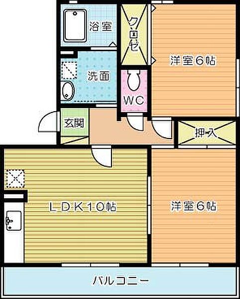 タウンコート徳力 301｜福岡県北九州市小倉南区南方３丁目(賃貸アパート2LDK・3階・52.16㎡)の写真 その2