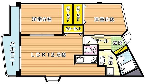 ピュアライフ田町 802｜福岡県北九州市小倉北区田町(賃貸マンション2LDK・8階・57.94㎡)の写真 その2