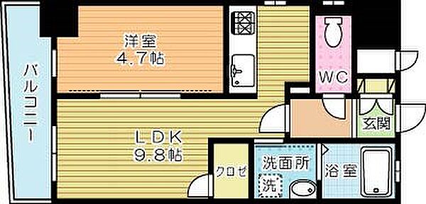 Erde三萩野（エルデ三萩野） 401｜福岡県北九州市小倉北区三萩野１丁目(賃貸マンション1LDK・4階・36.47㎡)の写真 その2