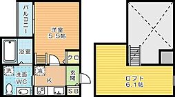 RideII（ライド　ツー） 1階1Kの間取り