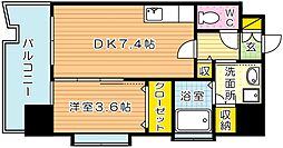 サンシャインプリンセス北九州 1DKの間取図画像