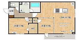 D-ROOM浅生 2LDKの間取図画像