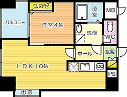 ウイングス砂津 1LDKの間取図画像