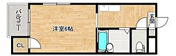 ギャラン小芝 1Kの間取図画像