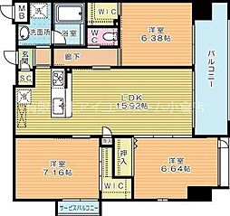 ウイングス城野駅前 3LDKの間取図画像