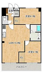 霧ヶ丘コーポラス 2LDKの間取図画像