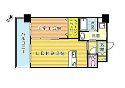 アクシオ三萩野 1LDKの間取図画像