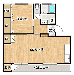 コーポ伊藤 1LDKの間取図画像