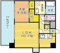 フェリシエ三萩野 1LDKの間取図画像
