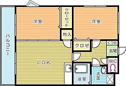 エコ・フローラ須賀 2LDKの間取図画像