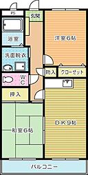 ルネッサンス宮ノ尾1 2DKの間取図画像