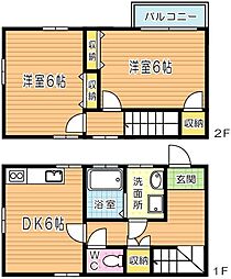 コーポ3-1-7 2DKの間取図画像