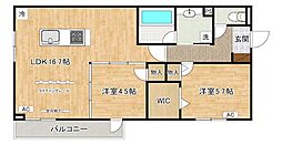 D-ROOM浅生 2LDKの間取図画像