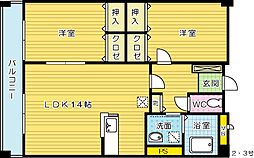 S・E天籟寺 2LDKの間取図画像
