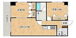 カームネス長谷 2LDKの間取図画像
