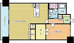 シャトレ大手町S 1LDKの間取図画像
