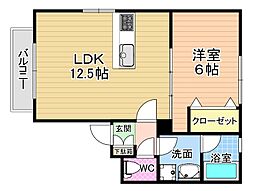 アールエムハイツ1 1LDKの間取図画像