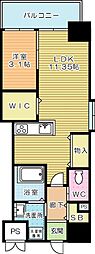 スマート大手町 1LDKの間取図画像