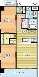 ウイングス三郎丸 2LDKの間取図画像