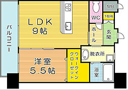 アクシオ小倉 1LDKの間取図画像