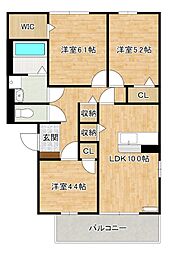 アムール中井 3LDKの間取図画像