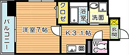 ユニゾンスクエア 6階1Kの間取り