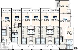 MELDIA八広V 2階1Kの間取り