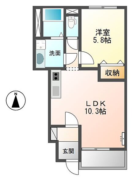 グラン　フェリシア　I ｜香川県高松市六条町(賃貸アパート1LDK・1階・40.82㎡)の写真 その4