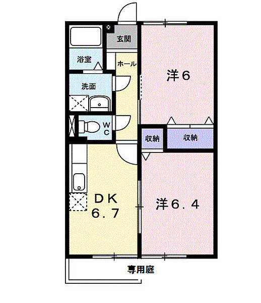 ニューエルディム大樹　Ａ 101｜香川県坂出市西大浜北4丁目(賃貸アパート2DK・1階・46.13㎡)の写真 その2