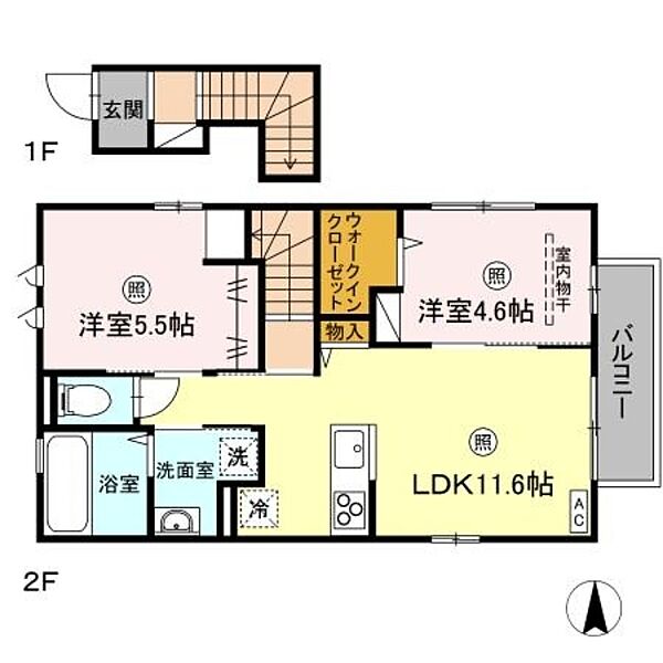 D-room　勅使II ｜香川県高松市勅使町(賃貸アパート2LDK・2階・54.65㎡)の写真 その2