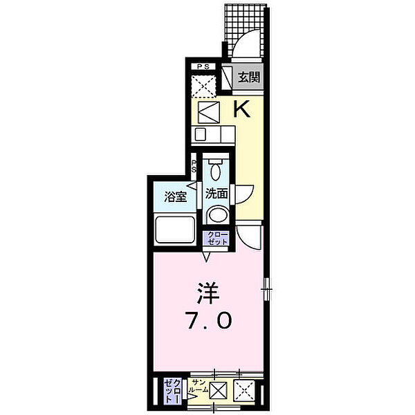 バース　ウィステリア 101｜香川県丸亀市土器町東3丁目(賃貸アパート1K・1階・27.29㎡)の写真 その2