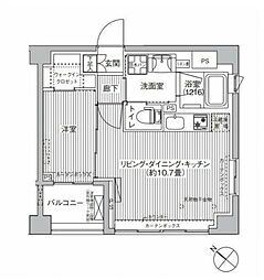東急東横線 学芸大学駅 徒歩14分の賃貸マンション 4階1LDKの間取り