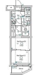 東急多摩川線 武蔵新田駅 徒歩12分の賃貸マンション 1階2Kの間取り