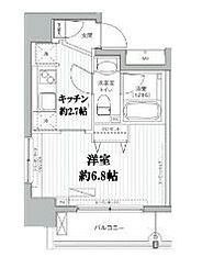 東京メトロ日比谷線 広尾駅 徒歩8分の賃貸マンション 8階1Kの間取り