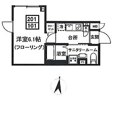 東急大井町線 大岡山駅 徒歩9分の賃貸マンション 1階1Kの間取り