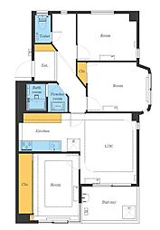 YK Heritage Yakumo 3階3LDKの間取り