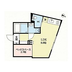 オークレスト下目黒 1LDKの間取図画像