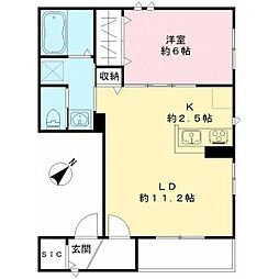 Domir Ebara 1LDKの間取図画像