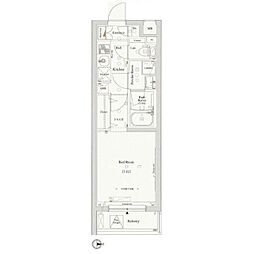 AXAS目黒祐天寺 1Kの間取図画像