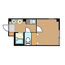 シェモア2 1Kの間取図画像