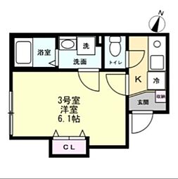 ブリーゼ平町 1Kの間取図画像
