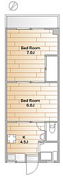 ハナブサマンション 2Kの間取図画像