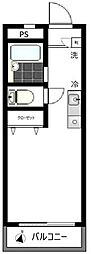 シャトーナカノ ワンルームの間取図画像
