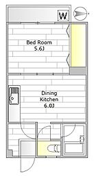 東西ハイツ 1DKの間取図画像