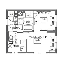 ココキューブ大森本町 1LDKの間取図画像