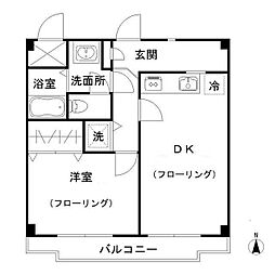 碑文谷メゾン 1DKの間取図画像