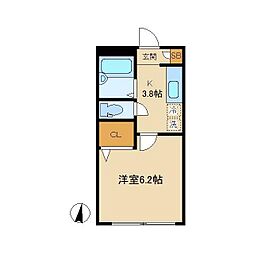 メゾンヒル 1Kの間取図画像