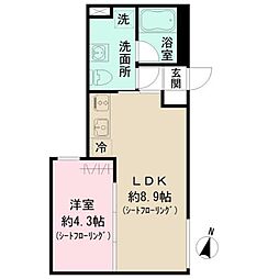 ベラ・カーサ大岡山 4階1LDKの間取り
