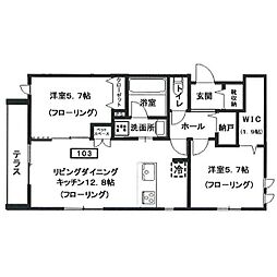 （仮）へーベルメゾン元住吉 1階2LDKの間取り