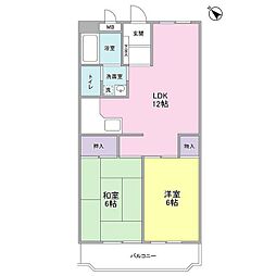 グリーンリーブス大倉山 5階2LDKの間取り